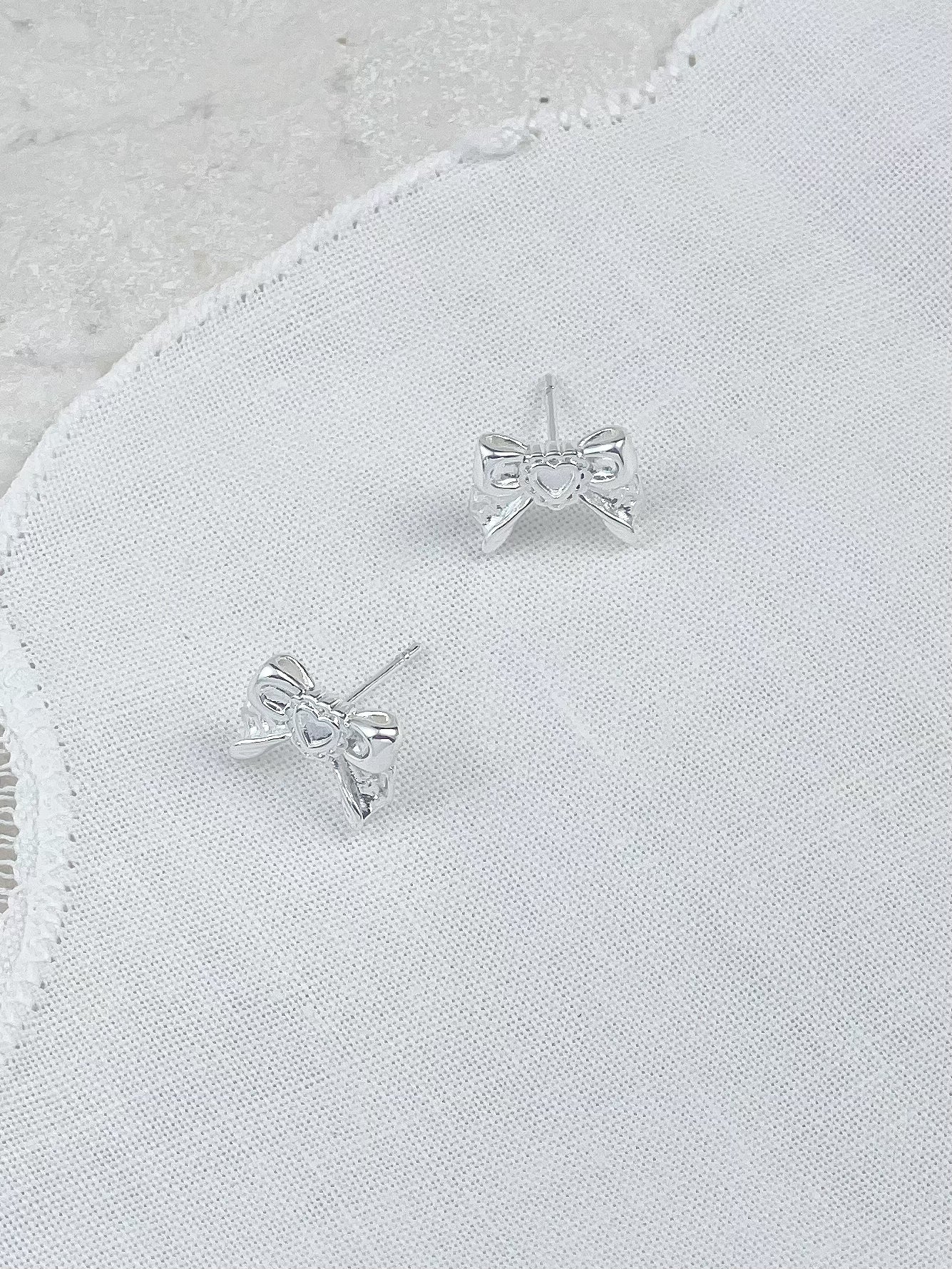 Silver Plated Sailor Moon Bow Stud Earrings