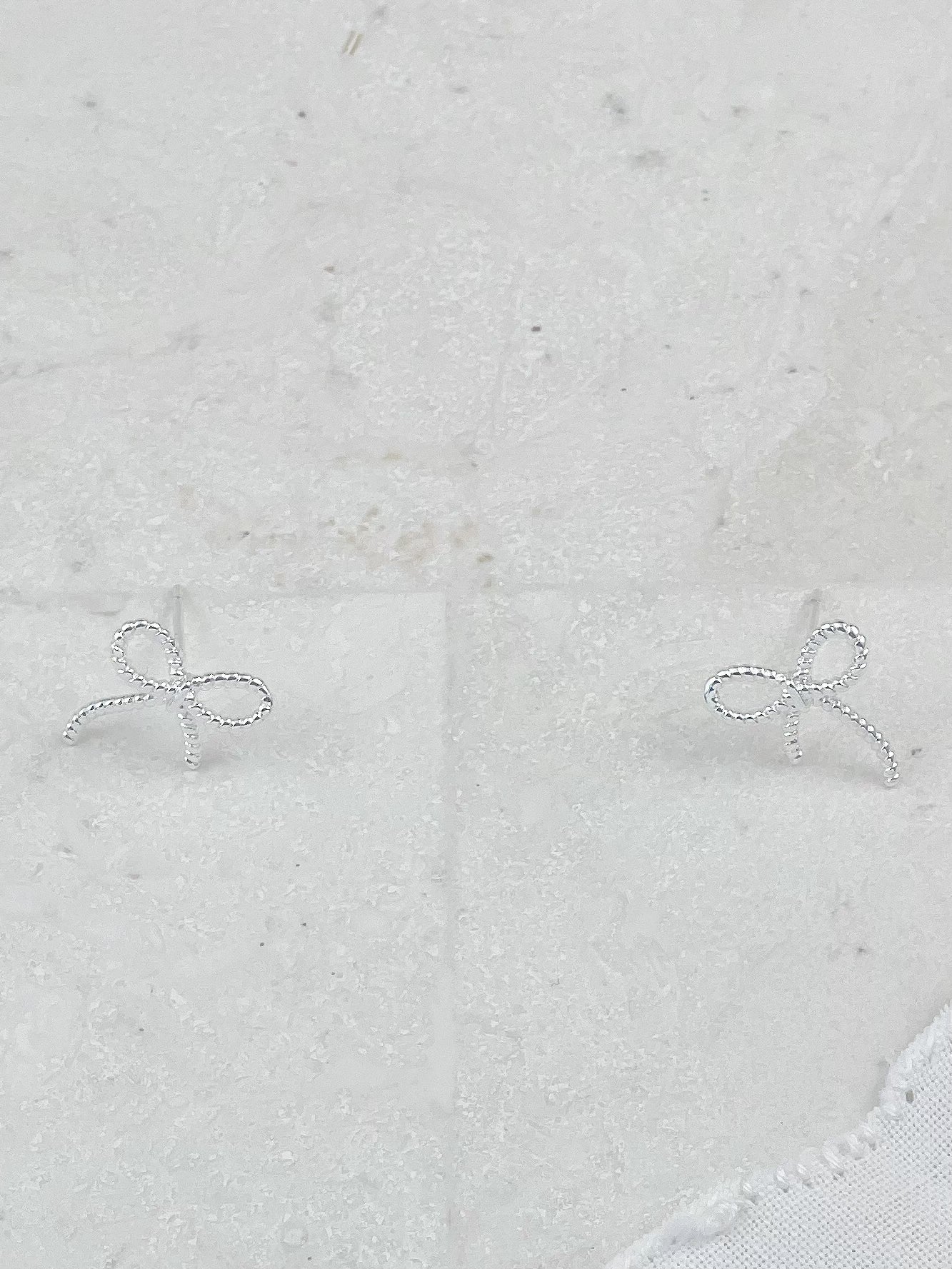 Silver Plated Twine Bow Stud Earrings