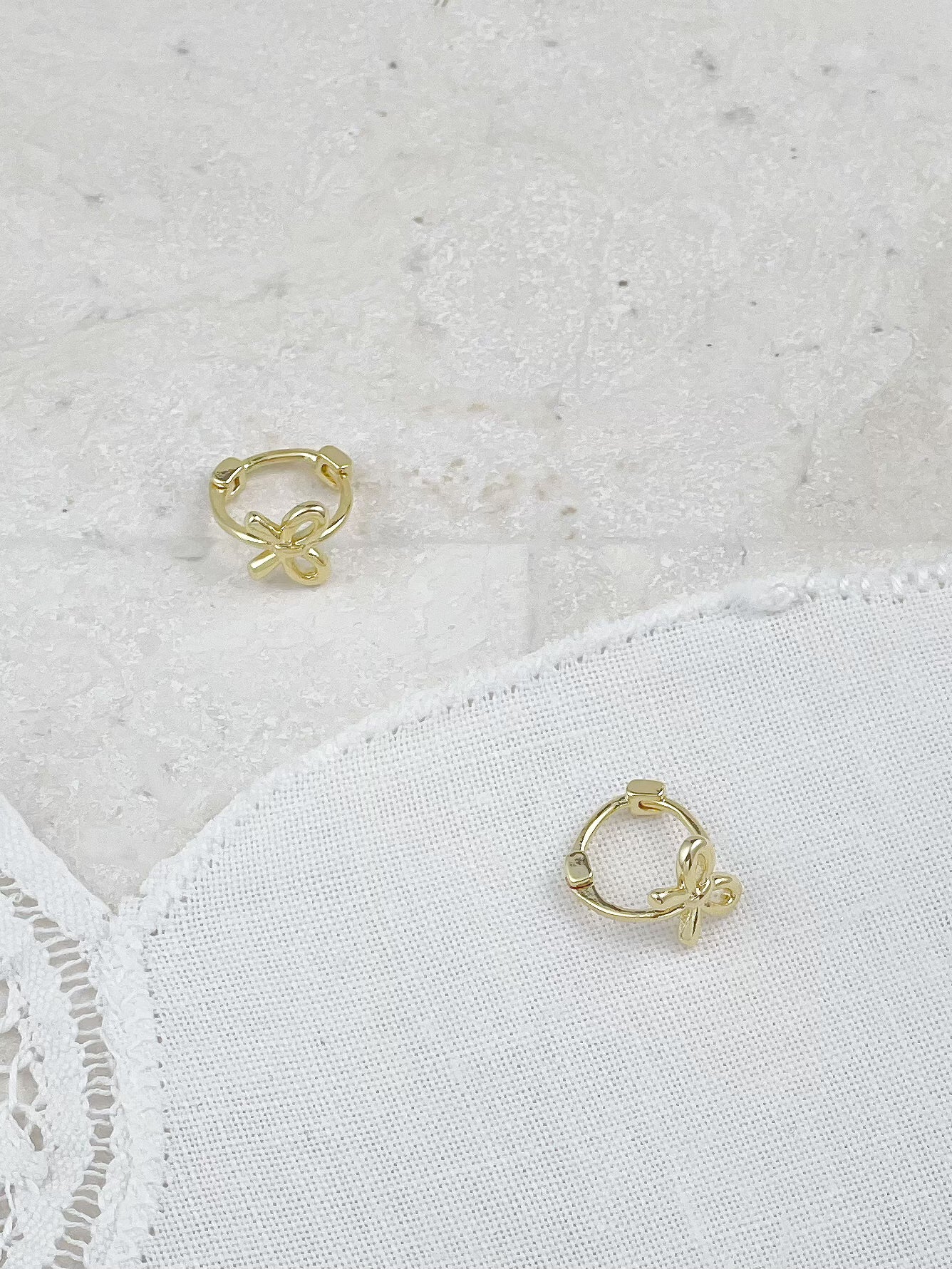 Gold Plated Bow Hoops Earrings