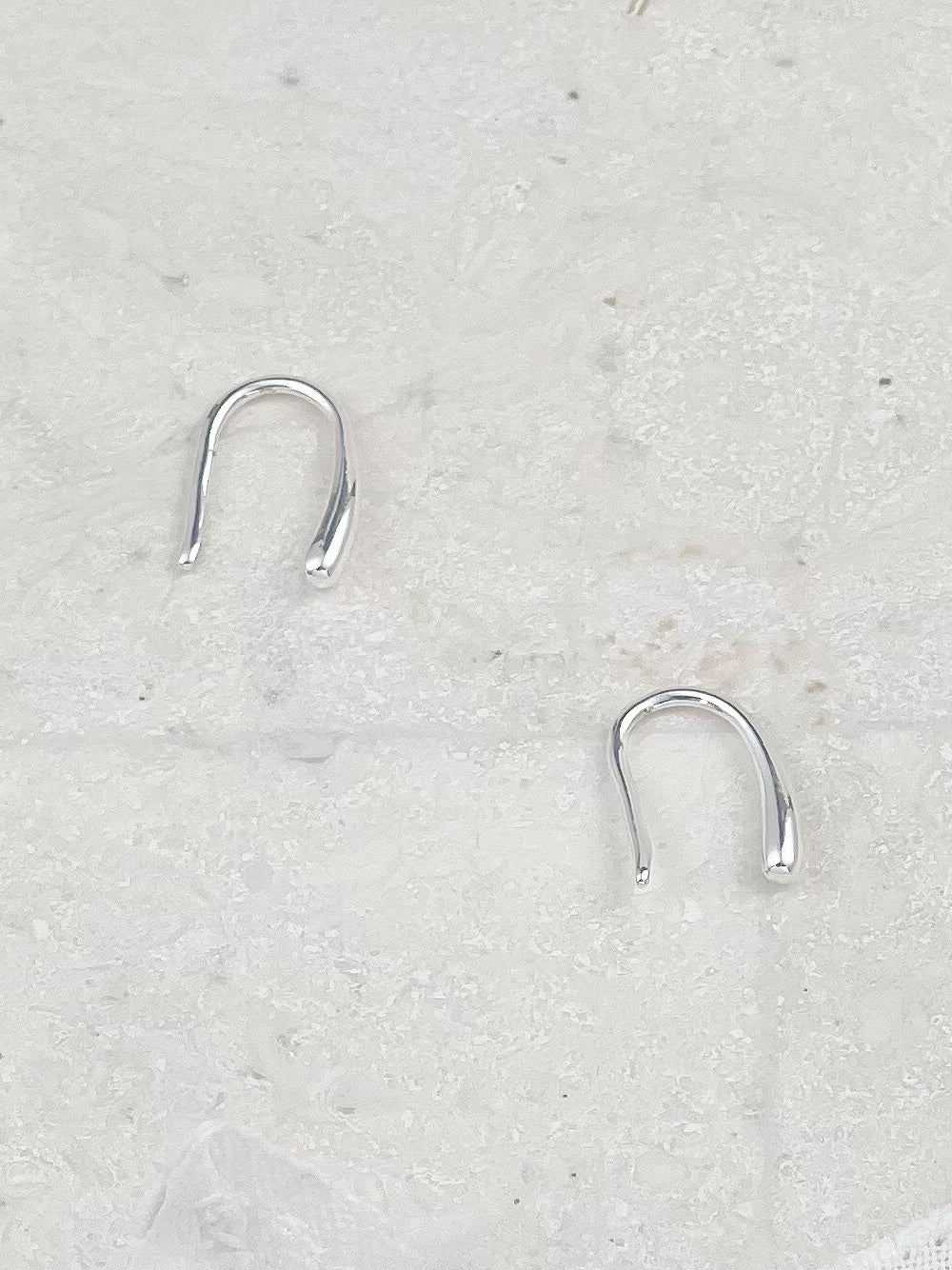 Silver U Shaped Drop Earrings