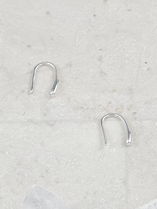 Silver U Shaped Drop Earrings