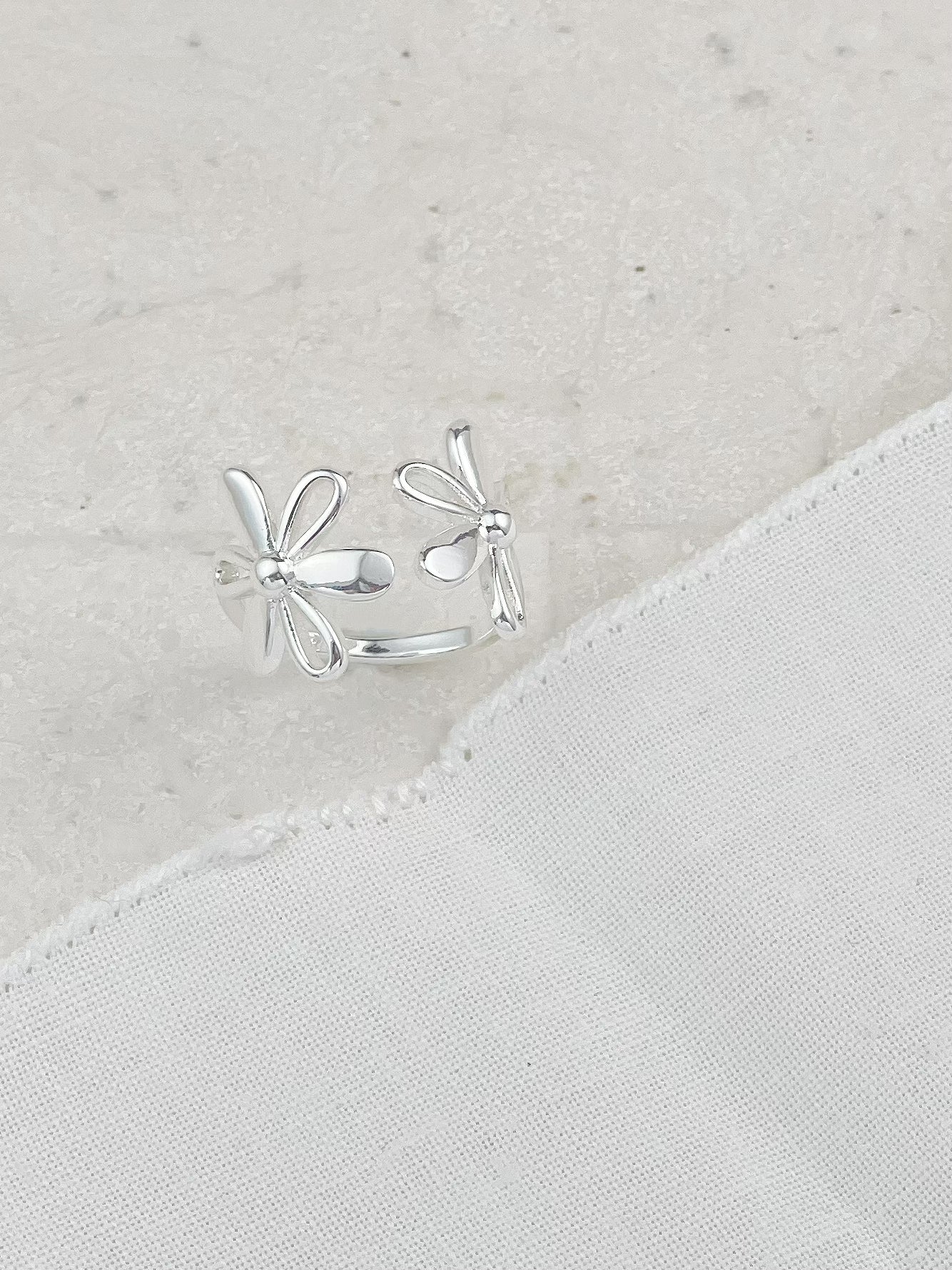 Silver Double Flower Ring