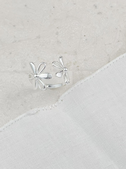 Silver Double Flower Ring