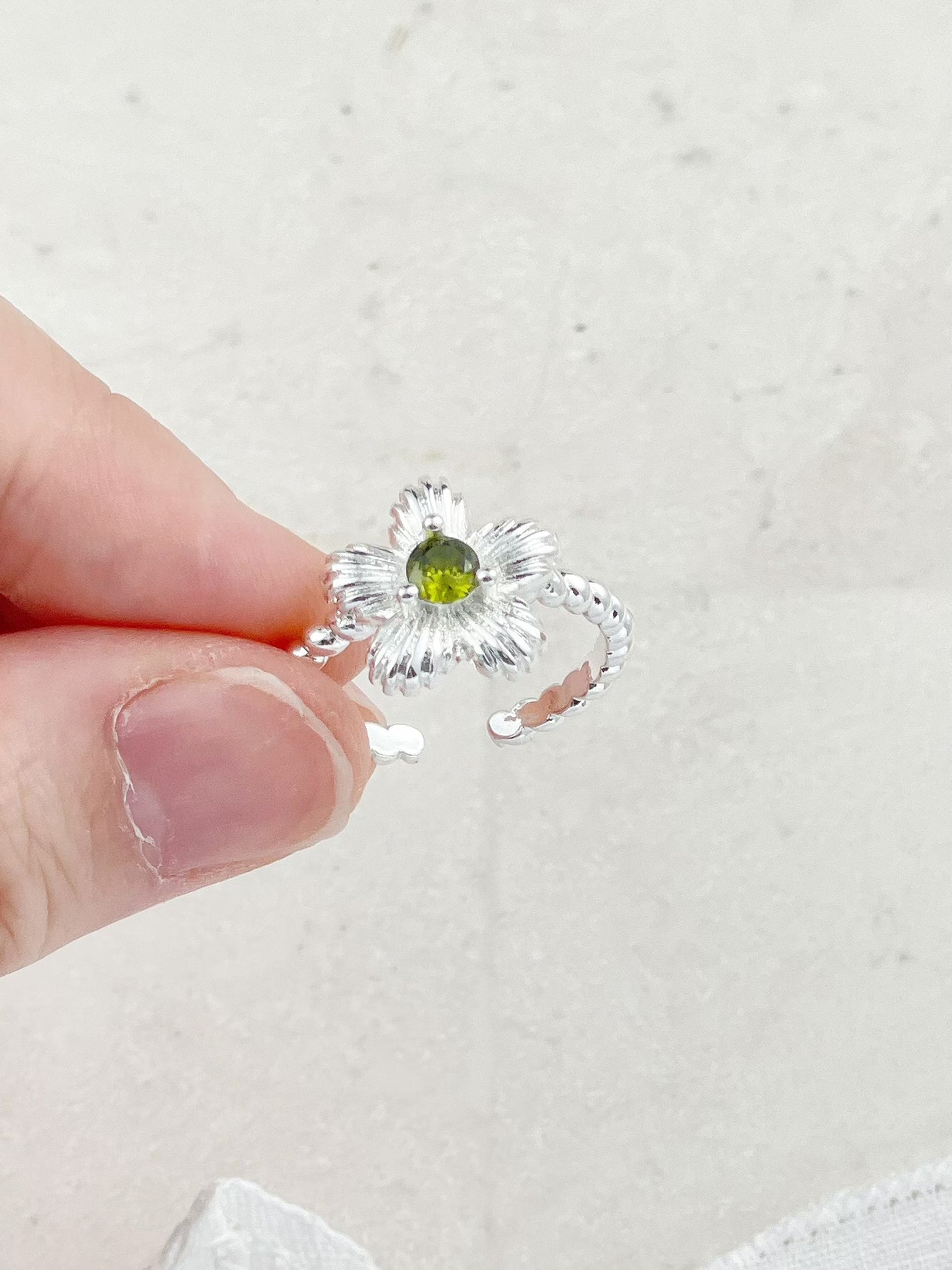 Silver Daisy Topaz Ring