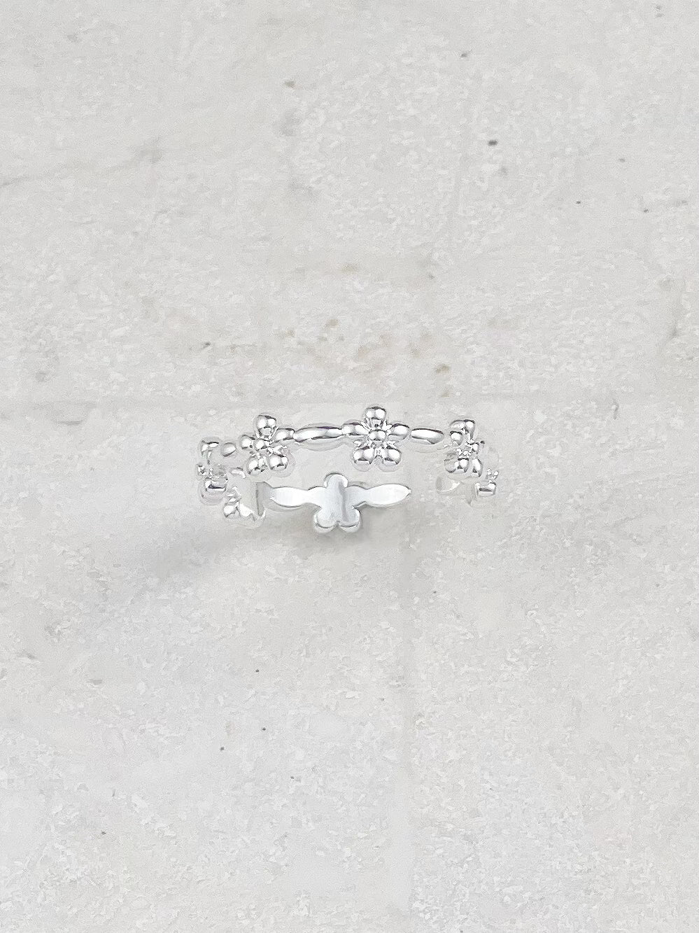 Silver Little Daisy Wreath Ring