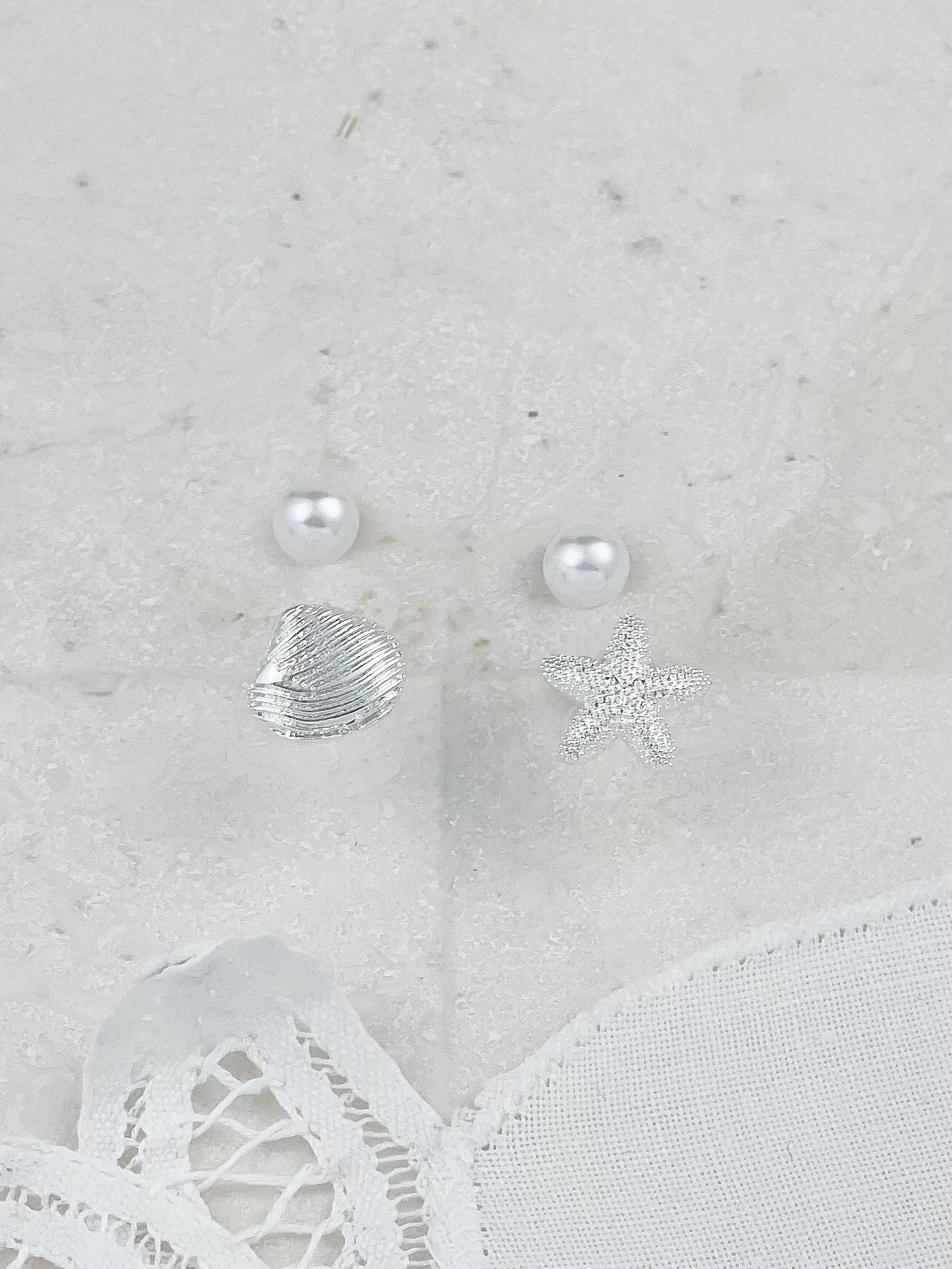 Silver Beach Walk Stud Earrings