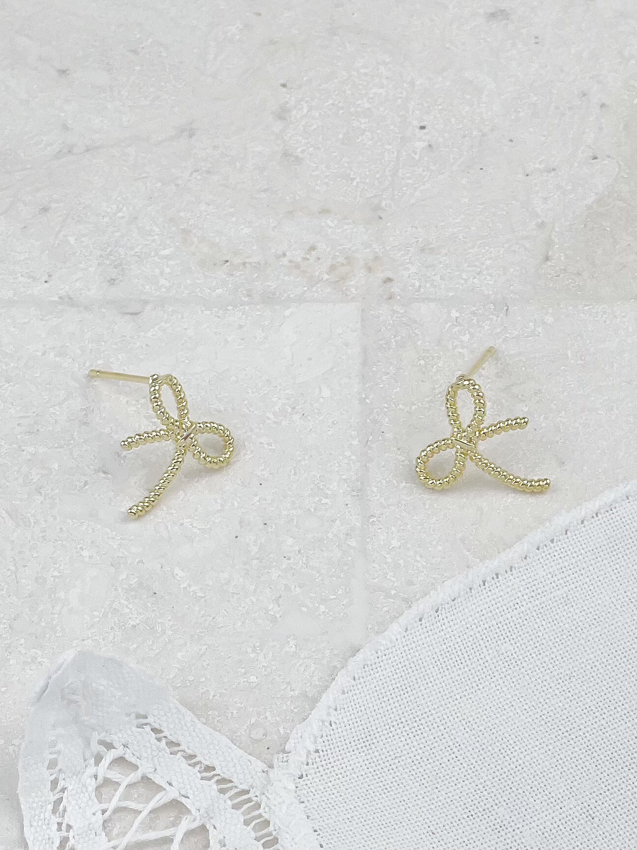 Gold Bow Stud Earrings