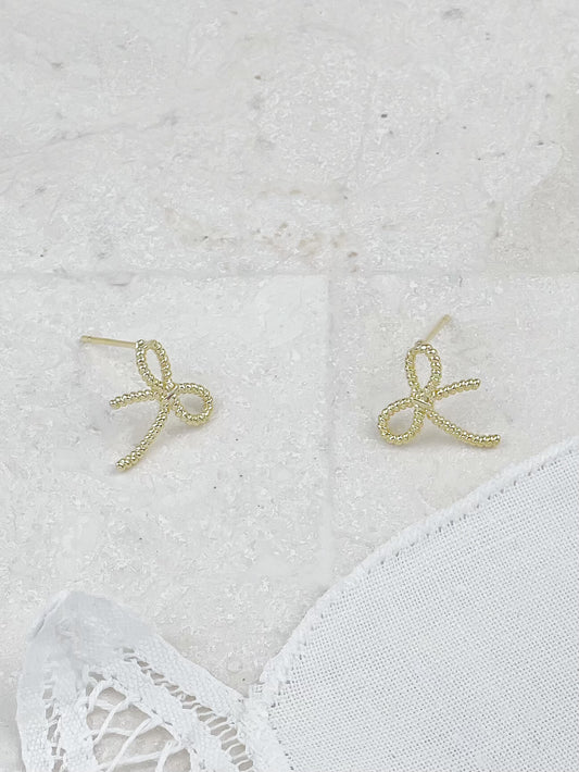 Gold Bow Stud Earrings