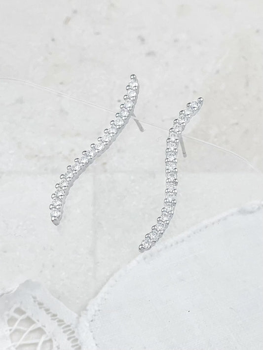 Silver Diamond Snake Earrings