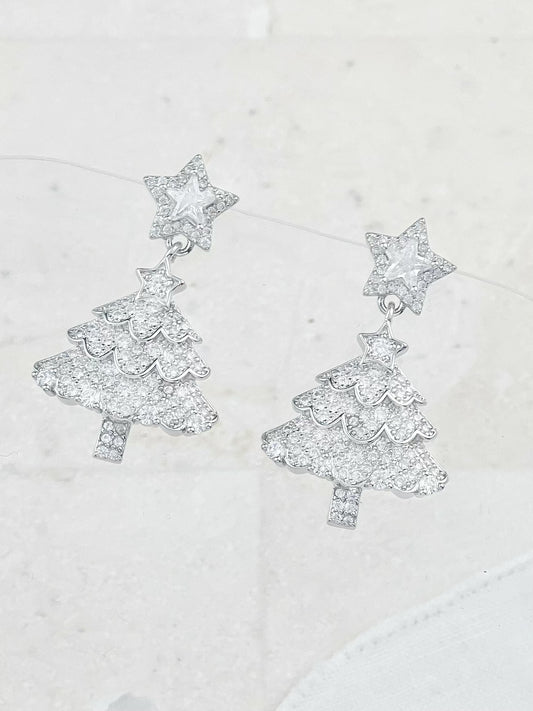 Silver Christmas Tree Earrings