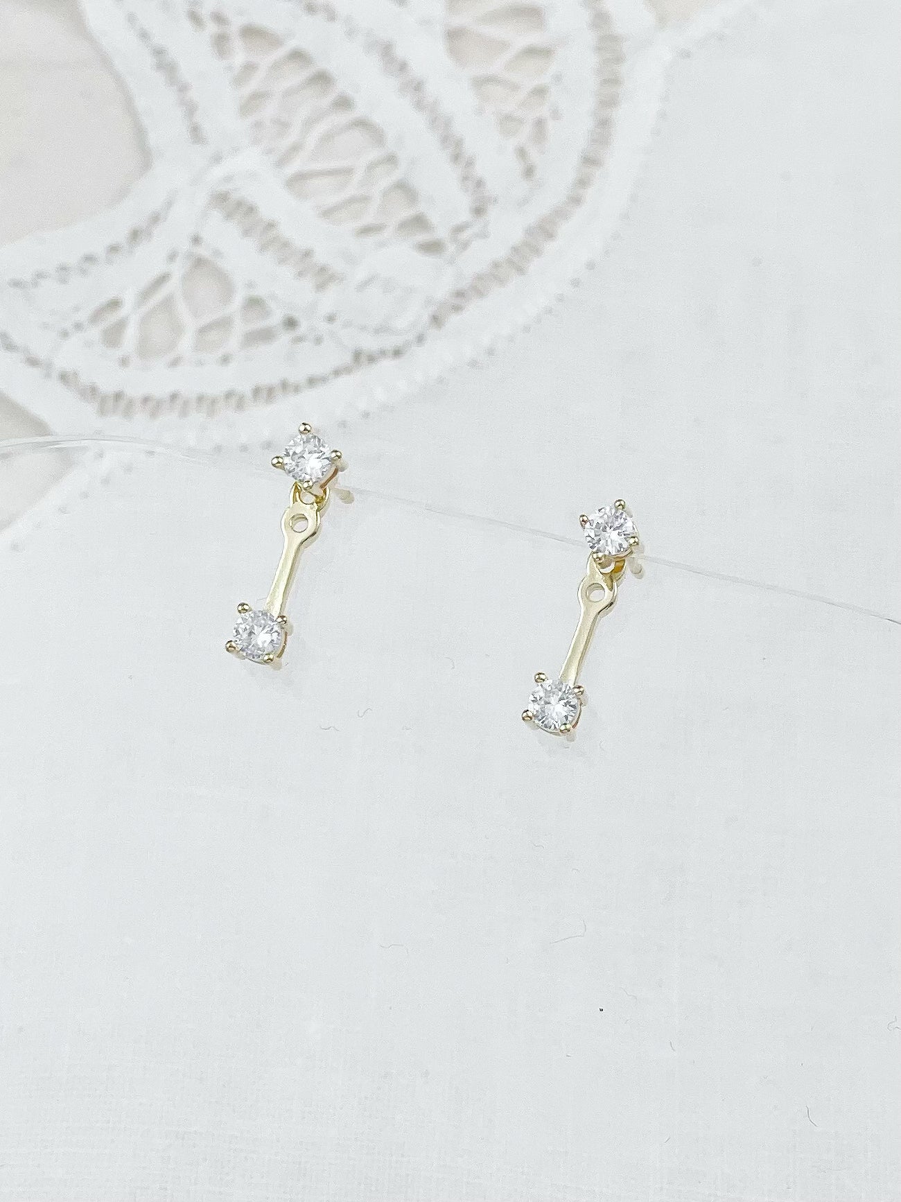 Gold / Silver Double Diamond Earrings