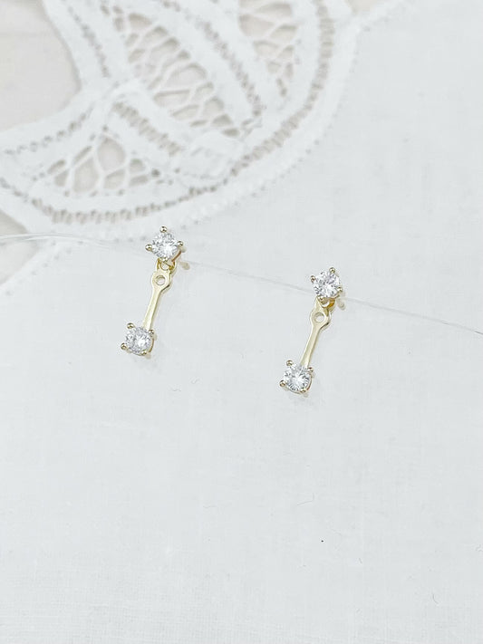 Gold / Silver Double Diamond Earrings