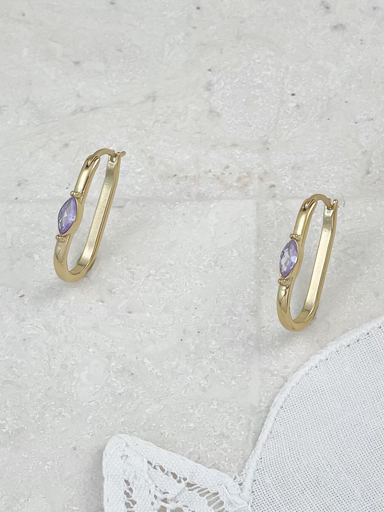 Gold Violet Hoop Earrings