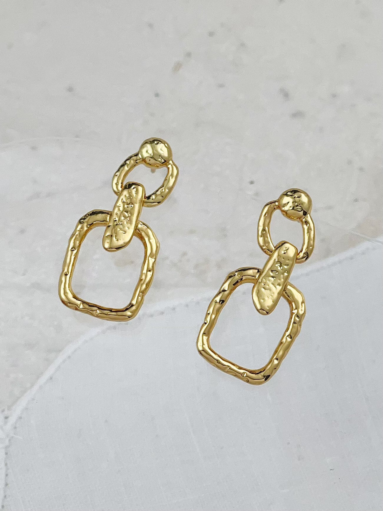 Gold Plated Molten Double Hoop Earrings