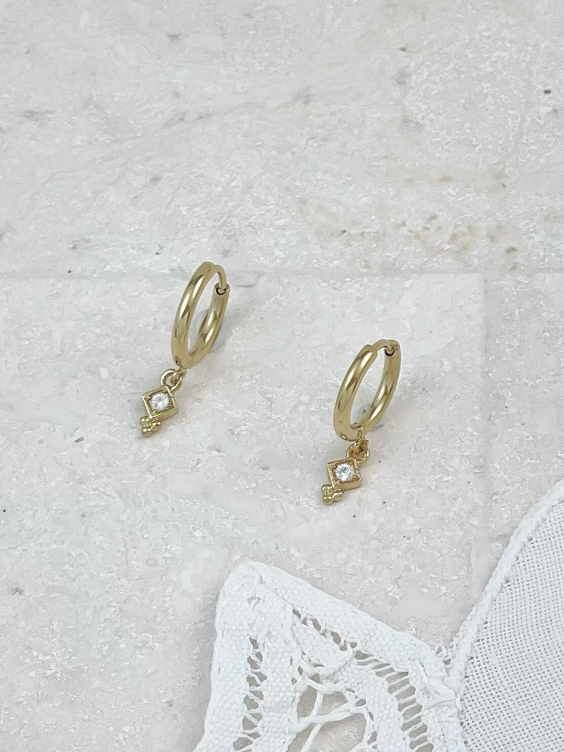 Gold Solitaire Earrings