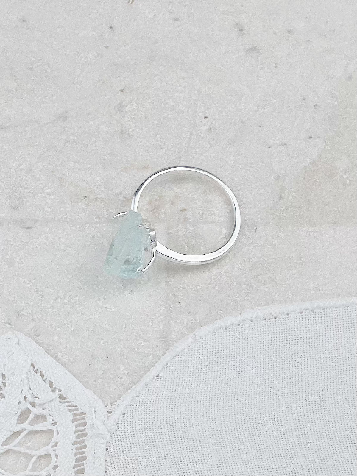 Silver Plated Aquamarine Ring