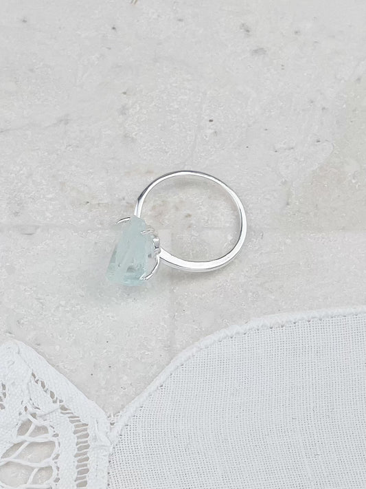 Silver Plated Aquamarine Ring