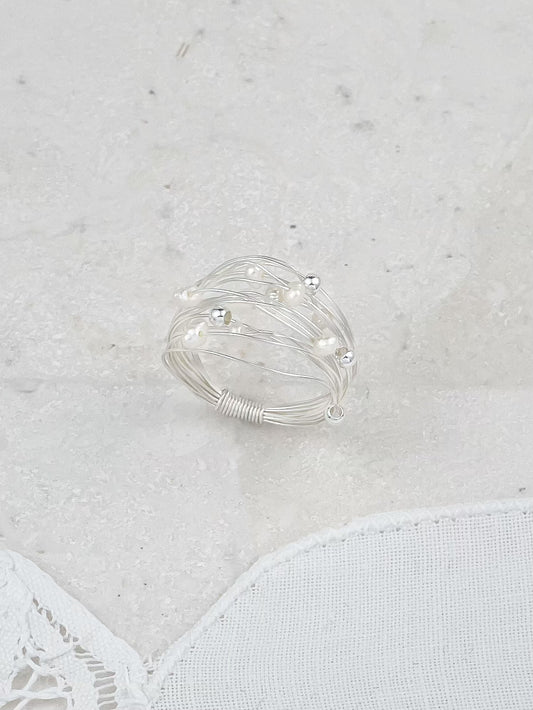 Silver Filigree Freshwater Pearl Ring