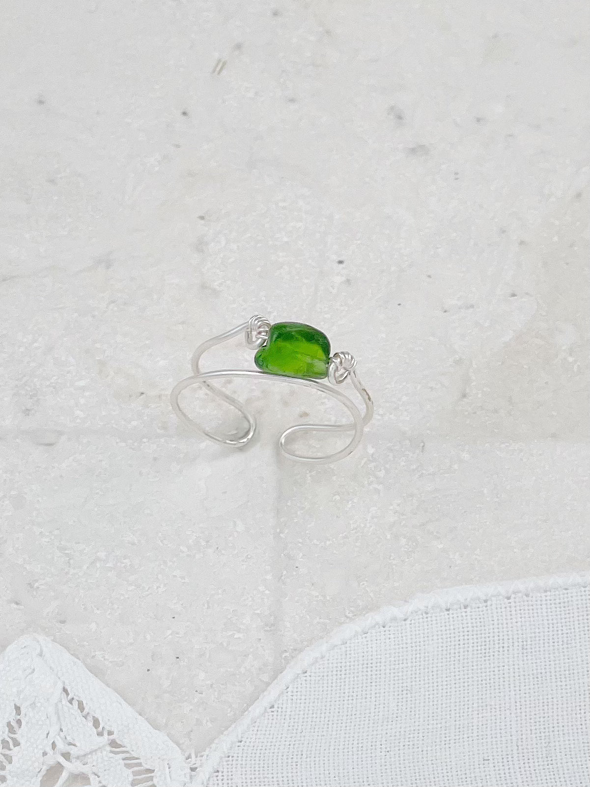 Silver Plated Peridot Ring