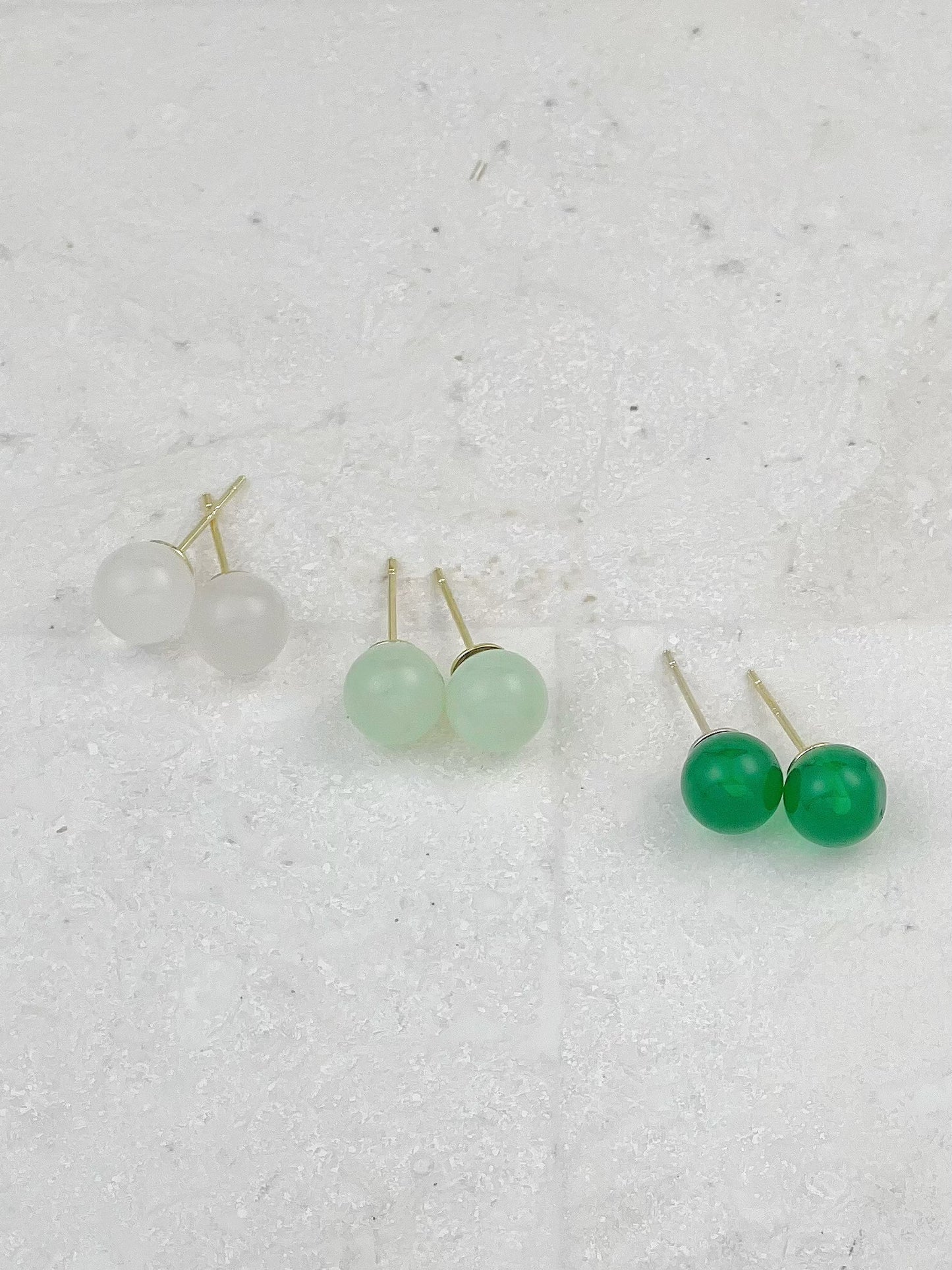 Gold Plated Rough Stone Ball Stud Earrings 3-Pack