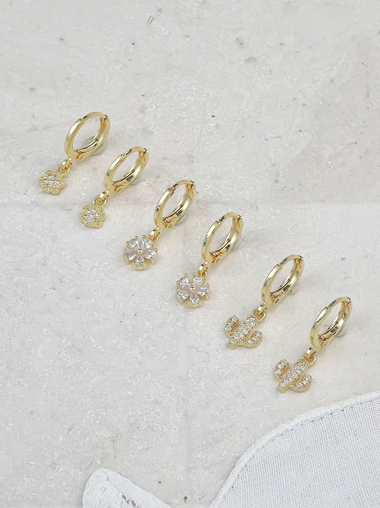 Gold Plated Diamond Mini Hoop Earrings 3-Pack