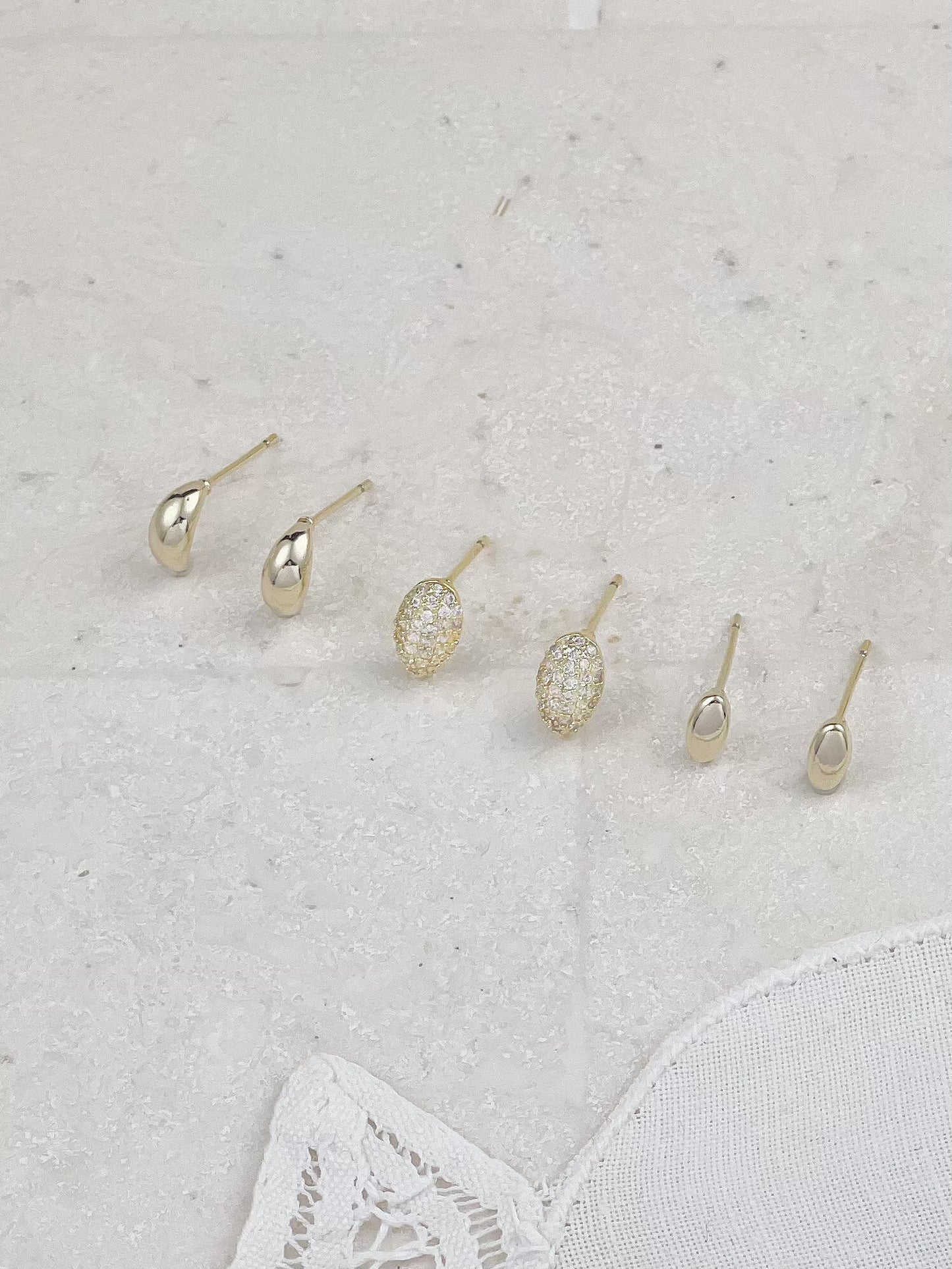 Gold Plated Diamond Mini Golf Club Set Earrings 3-Pack