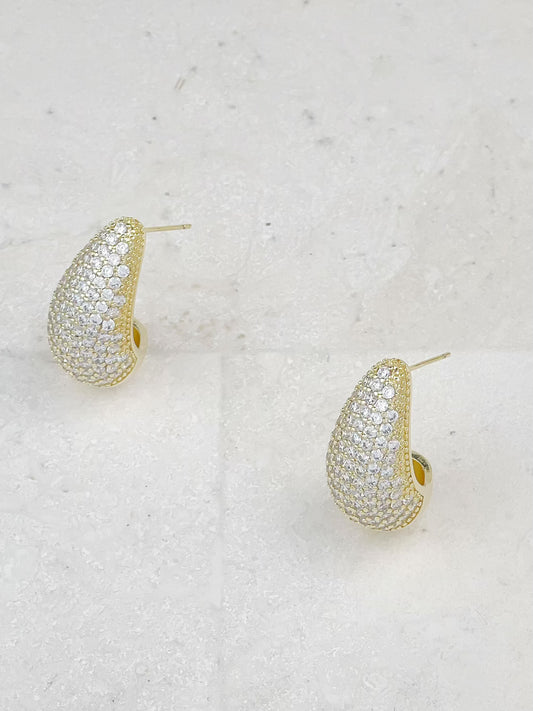 Gold Plated Diamond Drop Earrings
