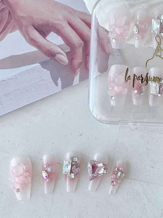 Pink Bear Press On Nails