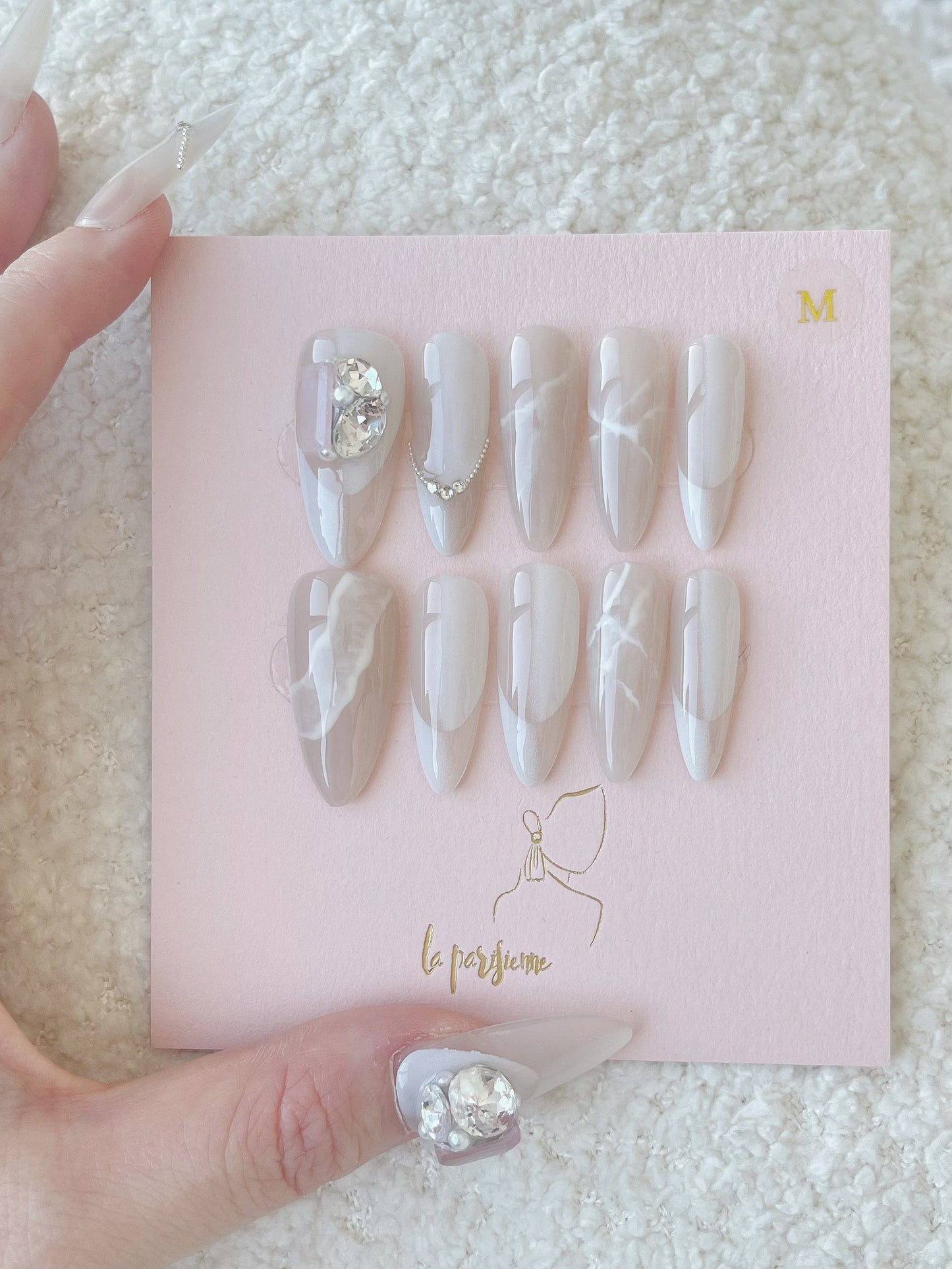 White Marble Press On Nails