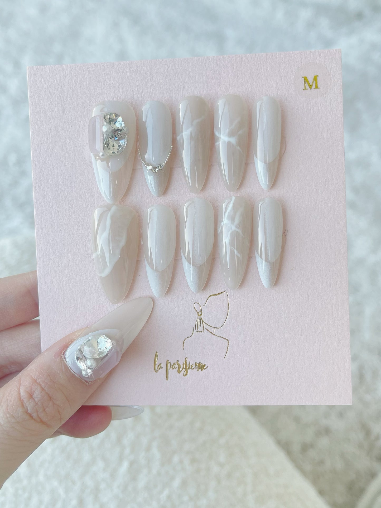 White Marble Press On Nails