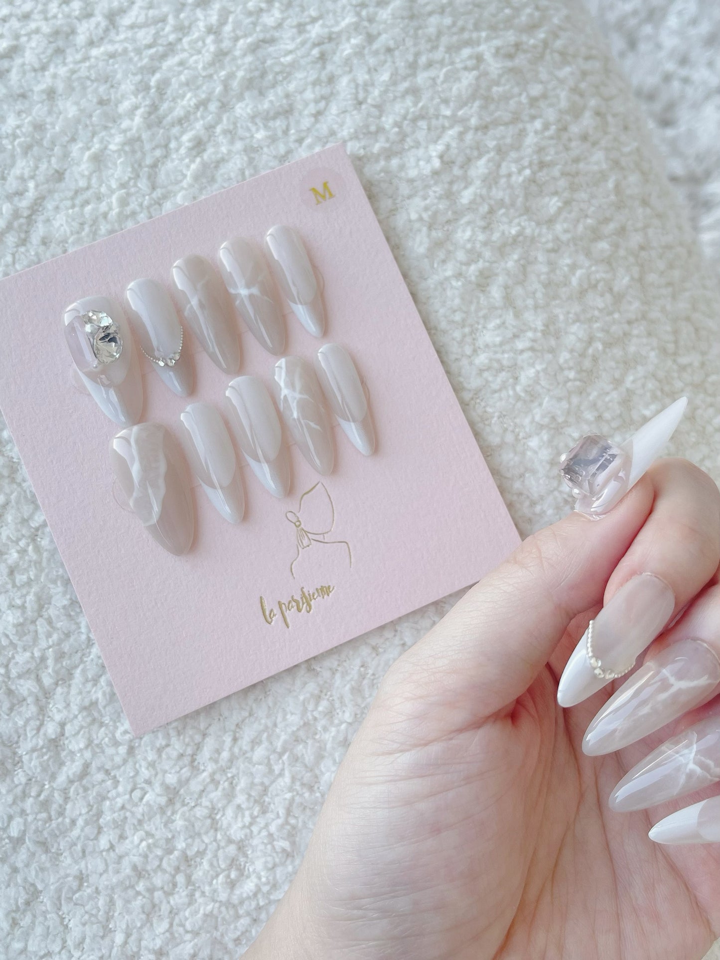 White Marble Press On Nails