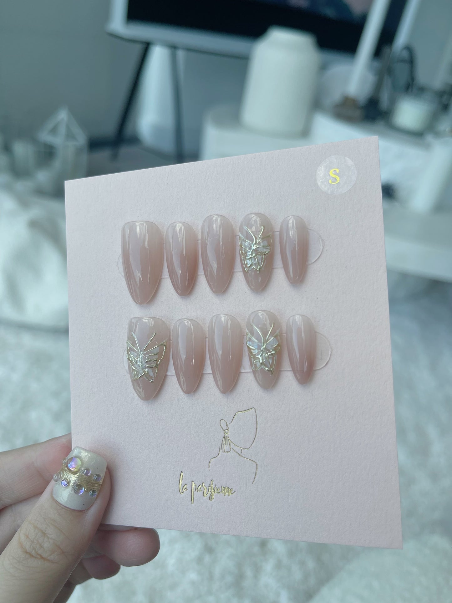 Golden Butterfly Dance Press On Nails